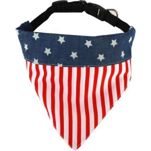 Fashion Dog Bandana American Flag Pet Dog Scarf Cotton Adjustable Bib Puppy Decorative Collar