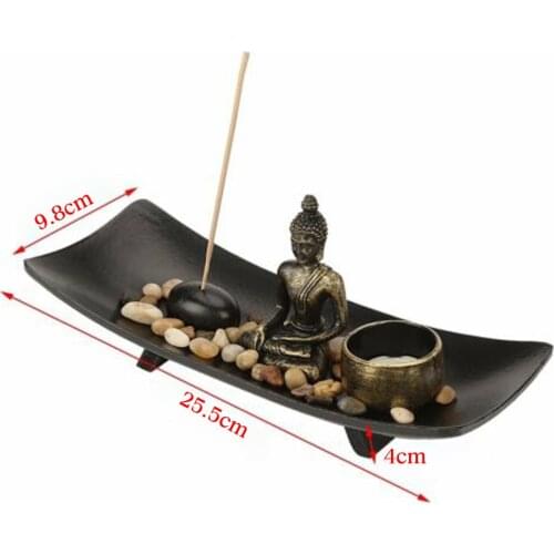 Buddha Figure Ornament Set Buddhism Candlestick Incense Holder Stone Buddha Sand Table Incense Candlestick Furnishing