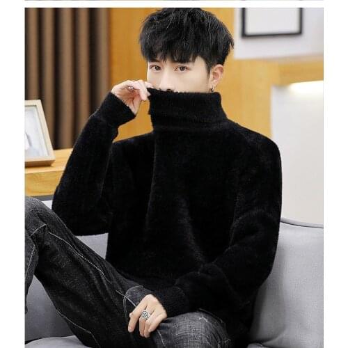 2020 New Autumn Winter Chic Mens Sweater Casual Loose Blouse Long Sleeves High Collar Keep Warm Socket Sweater Versatile