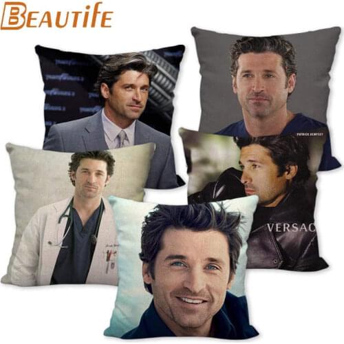 New Patrick Dempsey Pillowcase Bedroom Home Decorative Cover 45x45cm Square Zipper Pillow Cases Cotton Linen Fabric No Fade
