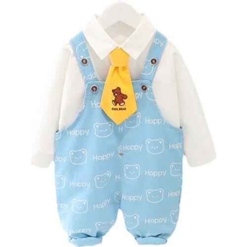 New Spring Autumn Baby Boys Clothes Suit Cute Children Cotton Shirt Overalls 2Pcs/Sets Toddler Fashion Clothing Kids Tracksuits