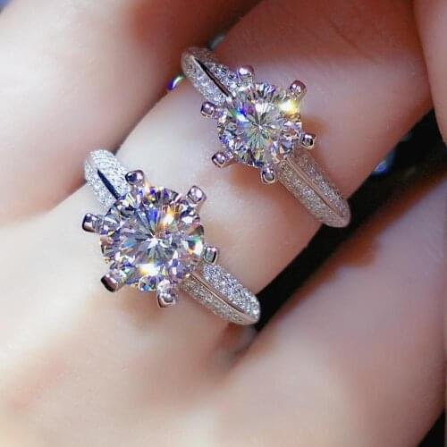 Classic Moissanite Wedding Rings 925 Silver 1-2 ct Excellent Cut Pass Diamond Test Moissanite Love Half of the Country Ring Gift