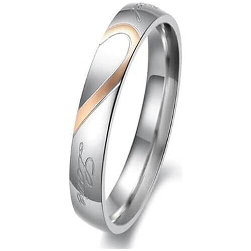 Couple Rings Two tone Silver I Love You Titanium Steel Heart Love Friendship Ladies Simple Bridal 2pcs / Engagement Ring
