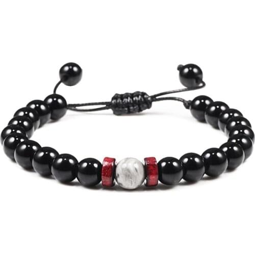 Handmade Black Natural Stone Beads Braided Bracelet Buddha Bracelets Bangles Adjustable Rope For Men Women Jewelry Gifts Pulsera