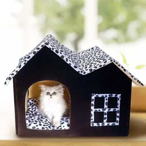 Pet Luxury Dog Houses For Large Dog Double Rooms Removable Breathable Anti-slip Soft Comfortable Puppy Big Beds Warm Thick Nests