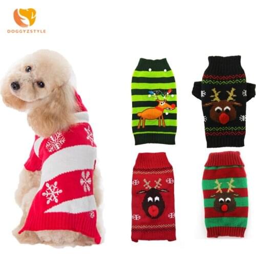 Christmas Dog Sweater Pet Dog Knit Pullover Winter Dogs Clothes Dachshund Yorkshire Cat Snowflake Xmas Tree Apparel DOGGYSTYLE