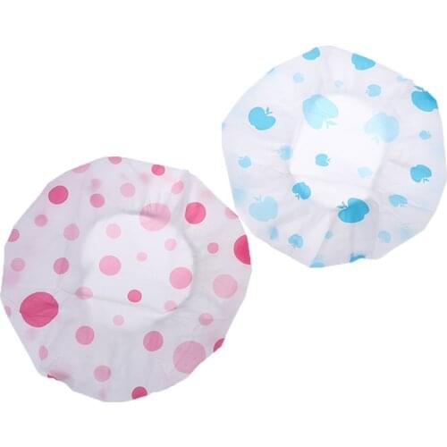 1 Pcs Random Waterproof Shower Cap Thicken Saunas Bath Hat Kids Hair Bathing Cap For Women Kids Hair Protective Cap