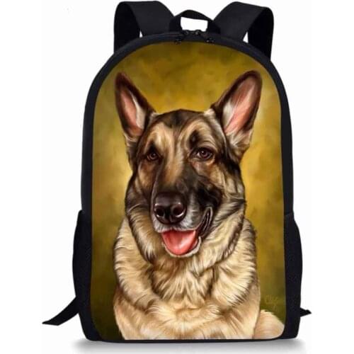 School Bag for Boys Kids German Shepherd Schoolbag Satchel Animals Cute Dog Fox Children Backpack for Girls Cartoon Bag