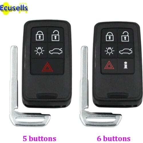 Uncut replacement remote key shell 5 buttons 6 Buttons remote key housing case fob FOR VOLVO XC70 V40 V70 XC60 S80 S60