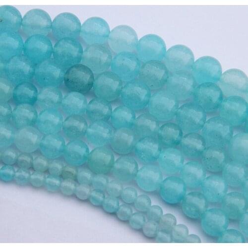 Light Lake Blue Natural Jades Stone Round Loose Spacer Charm Beads 6mm 8mm 10mm 12mm Fit Women Necklace Jewelry Making Materials