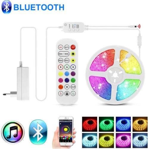 Bluetooth Control LED Strip Lights RGB 5050 Flexible LED Lights Neon Lamp Ribbon 1M-15M Diode Tape 12V 220V Backlight Lighting