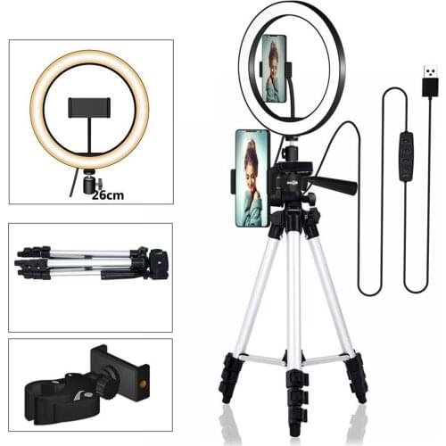 Led Dimmable Ring Light With Tripod Stand Kit For Makeup Youtube Selfie 3 Modes 10 Brightness Live Stream Makeup Video Broadcast
