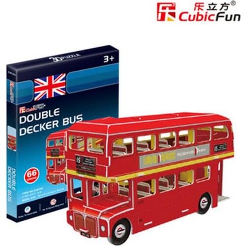 T76 3D Puzzles DIY double bus mini traffic series car airplane three-dimensional puzzle children fun creative educational toys