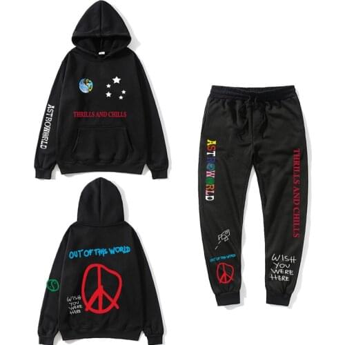 Astroworld THRILLS AND CHILLS Hoodies Plus pants Autumn Streetwear Pullover Travis Scotts Young Men Women FashionHip Hop Printin