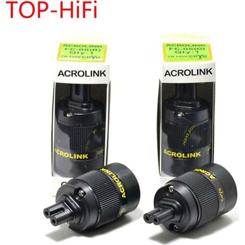 TOP-HiFi Gold Rhodium Plated Figure 8 C7 Power Plug Audio Speaker Electrical AC Power Cord IEC Plug Socket Connector