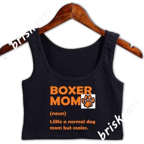 Boxer Momnoun Like A Normal Dog Mom But Cooler Crop Top Sleeveless Designer Comfortable Tank Top Crew Neck Graphic Natural Vest