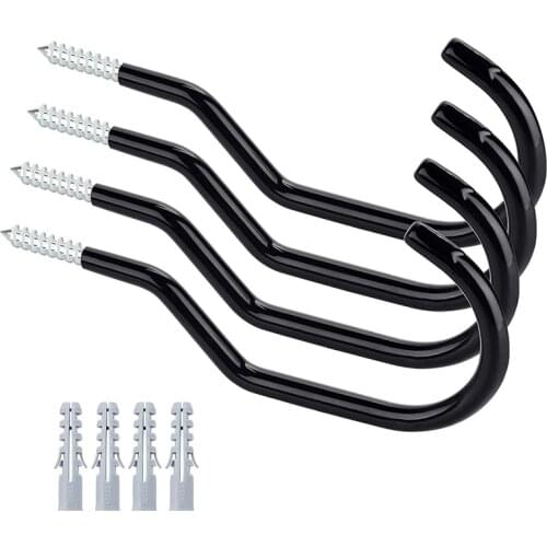 Bicycle Hooks, 4-Pack Bike Hooks for Garage, Heavy Duty Screw Hanging Hooks for Bike Storage Hanging and Tool Storage