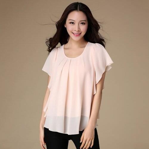 Summer Women Casual Batwing Sleeve Blouse Plus Size Chiffon Blouses M-7XL 8XL Elegant Office Lady Shirt Casual Loose Tops