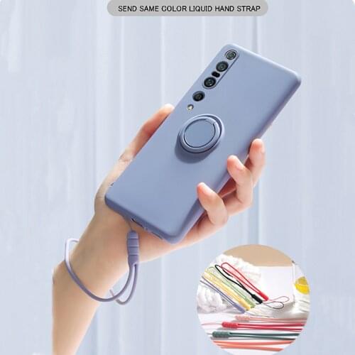 Ring Liquid Silicone Case For Xiaomi Redmi Mi Note 9 8 Pro 10T 10 T Lite 9S 9SE 9A 9C K30 Max 10X Stand Holer Shockproof Cover