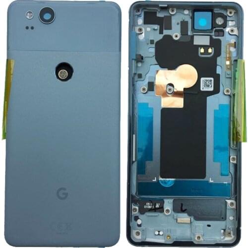 ZUCZUG New Metal 5.0 Inch Rear Housing For Google Pixel 2 Battery Cover Back Case Door With Side Keys+Camera Lens+Flash Light