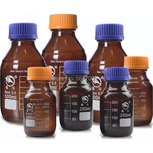 1PC 100ml to 2000ml Lab Brown Screw cap Reagent bottle Amber Sealed bottle Glass Laboratory Sample Bottle