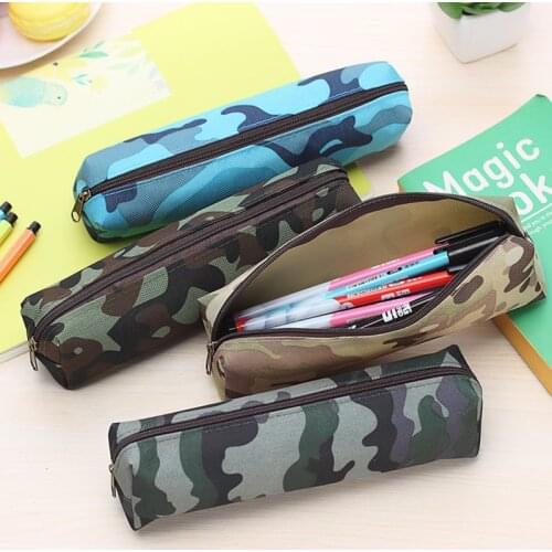 1 Pcs Camouflage Pencil Case for Boys and Girls School Supplies Zipper Pouch 4 Colors Pencil Bag