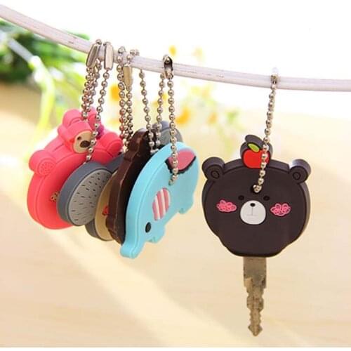 10Pcs Cute Mix Cute Cartoon Silicone Keychain For Women/Man Key Cover Key Caps Key Ring Key Holder Kids Party Favor Gift