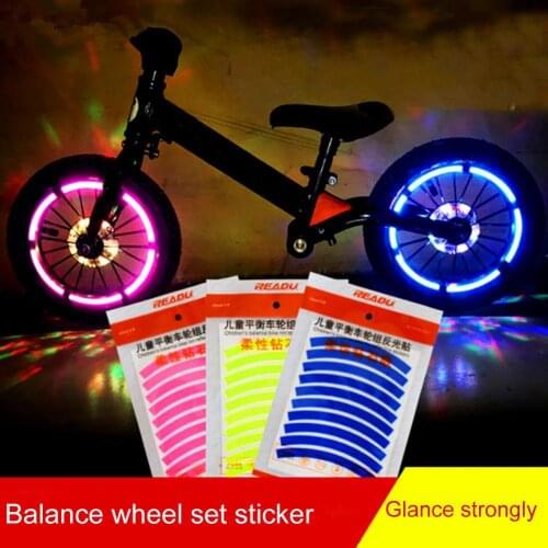 10Pcs Children Balance Bike Wheel Bright Reflective Tape Strip Stickers Decor Reflective Cool Convenient