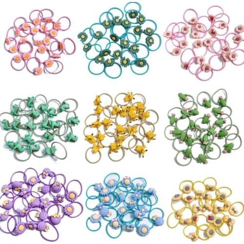 20PCS Cartoon Baby Girls Colorful Elastic Hair Bands Children Ponytail Holder Kids Headdress Head Ropes Hair Accessories