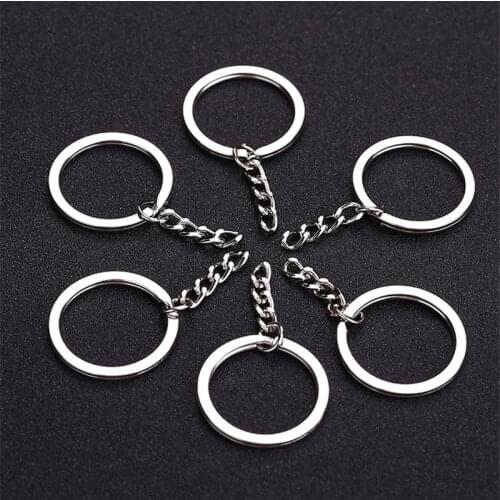 50pcs 25mm Silver Plated Metal Blank Keyring Keychain Split Ring Keyfob Key Holder Rings Women Men DIY Key Chains Accessories