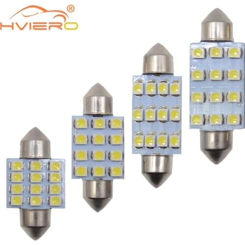 31mm 36mm 39mm 41mm DC 12V C5W C10W 1210 3528 White 12Smd Festoon Dome LED Door Light Car Panel Reading License Lamp Wedge bulbs