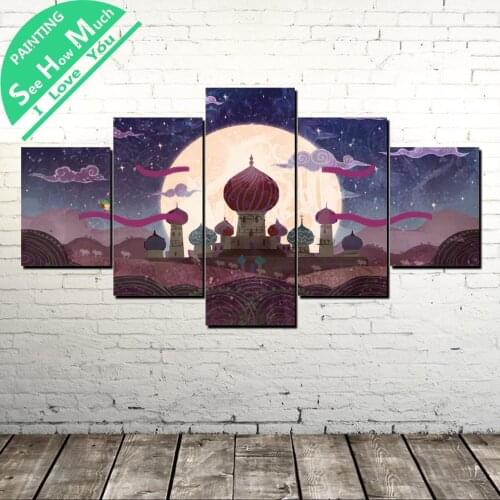 5 Piece Arabien Nights Modern Artwork Wall Art Canvas Poster and Print Canvas Painting Decorative Picture Home Decor for Living