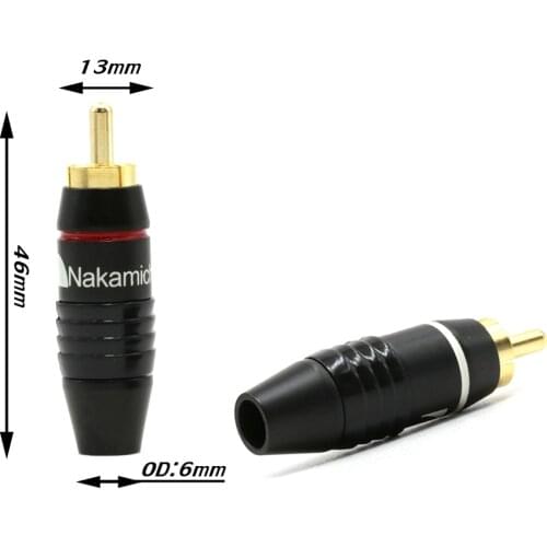 50 pcs Nakamichi RCA Plug Solder Gold Audio Adapter Connector