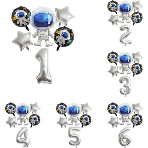 6pcs Outer Space Party Astronaut balloon Rocket Foil Balloons Galaxy Theme Party Boy Kids Birthday Party Decoration Favors SY230
