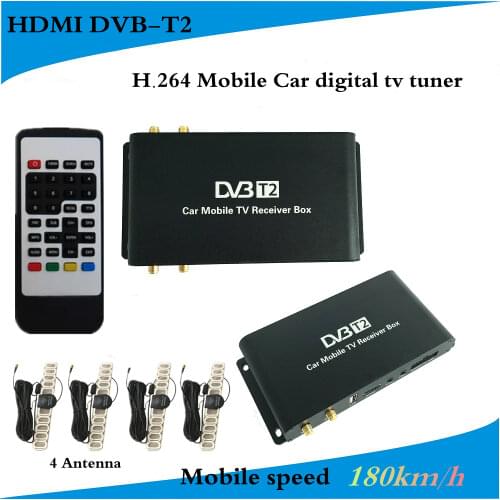 180km/h mobile digital car dvb-t2 tv receiver/ hb dvb-t2 digital tv box 4 Antenna External USB HDMI Fit Russian Southeast Asia