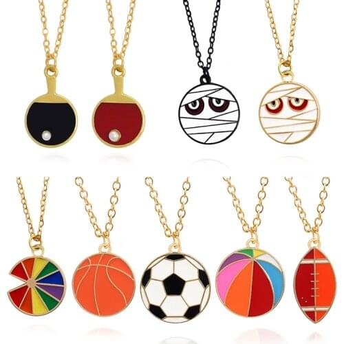Basketball volleyball football Rugby table tennis bat The ball Pendant Necklace ball game Round bandage Necklace Womens jewelry