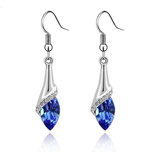 Bluelans Women Eye-catching Shiny Rhinestone Long Drop Dangle Hook Earrings Chic Jewelry