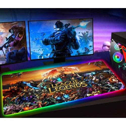 RGB League of Legends Large Mouse Pad Gaming Mause Pad Mousepad Keyboard Mat Deskmat Rubber No-slip with Backlit Mausepad 35X60