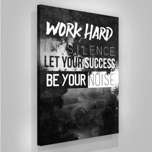 Black HD Office Wall Art Canvas Painting Success Workhard Motivational Quotes Posters Prints Pictures Living Room Bedroom Decor