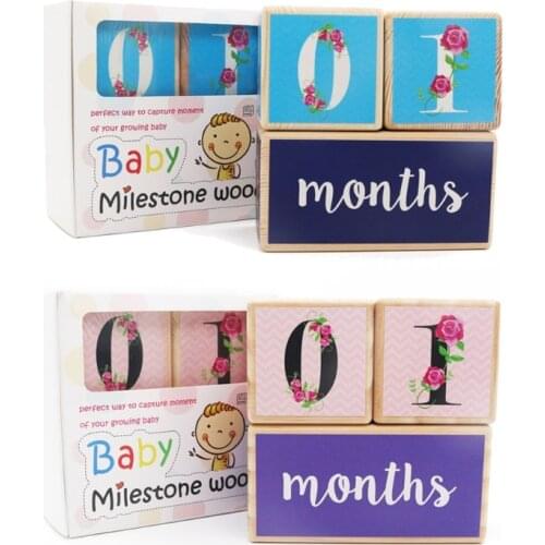 Null Wooden Baby Age Milestone Blocks, Set of 3 Blocks, Keepsake Baby Photo Prop for Social Media Sharing, New Parents Gifts