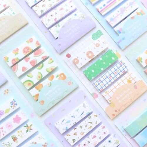 Domikee cute cartoon candy school student self-adhesive index label notepad set colored kawaii sticky memo pad mug stationery