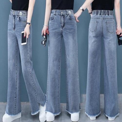 Wide Leg Jeans Womens Spring And Autumn 2020 New High Waist Loose Straight Tube Versatile Show Thin Mops Pants Trend