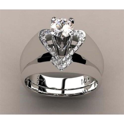 Best selling new round bright zircon ring for ladies single zircon engagement and wedding ring for ladies white elegant ring wed