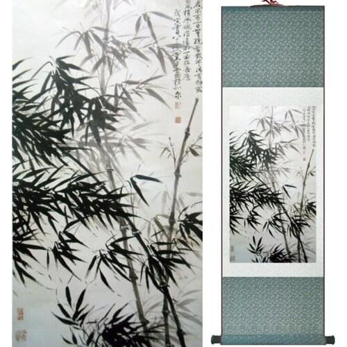 Bamboo painting Chiense characters and Flower painting Home Office Decoration Chinese scroll painting 041211