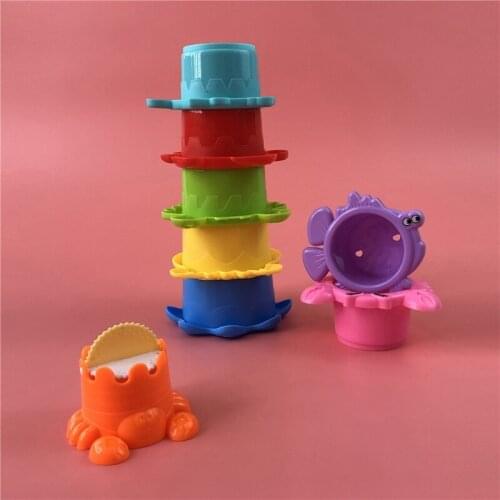 Colorful Baby Bath Toy Set Stackable Cup Water 8 Pieces Drain Cup Stacking Plaything for Children Bathing Time Sand Toys