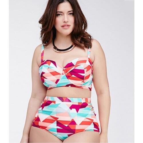 Plus-sized Swimsuit XL-4XL High-waisted Printed Two-Piece Bikini /60