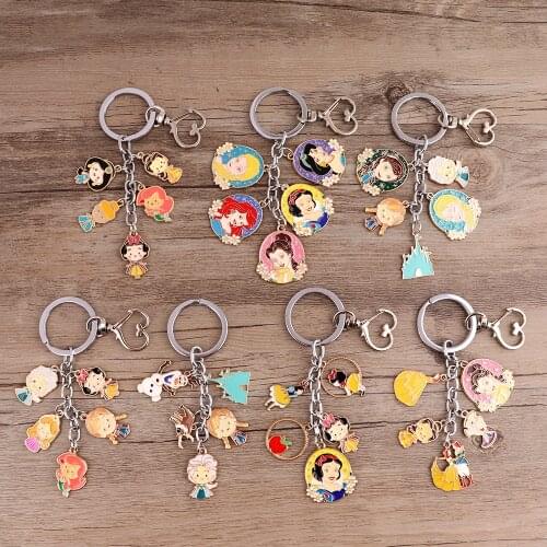LT1017 Disney Princess Anime Beauty and the Beast Car Keychains Key Chain Keyring Key Holder Woman Kids Gifts Pendant Jewelry