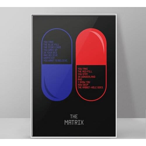 Matrix Canvas Poster Printing Classic Sci-Fi Movie Art Picture Red Pill Blue Pill Sci-Fi Movie Living Room Decoration (No Frame)