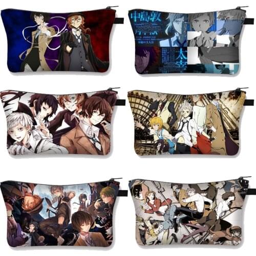 Japanese Anime Bungo Stray Dogs Print Fashion Cosmetic Bag Girls Travel Portable Lipstick Bags Cartoon Lady Makeup Case Gift