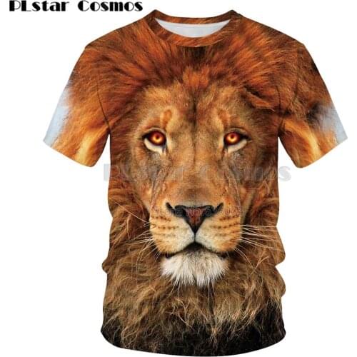 PLstar Cosmos 2019 Fashion Men t-shirt Animal lion huge face 3D Printed Unisex T shirt streetwear summer Casual cosplay t shirt